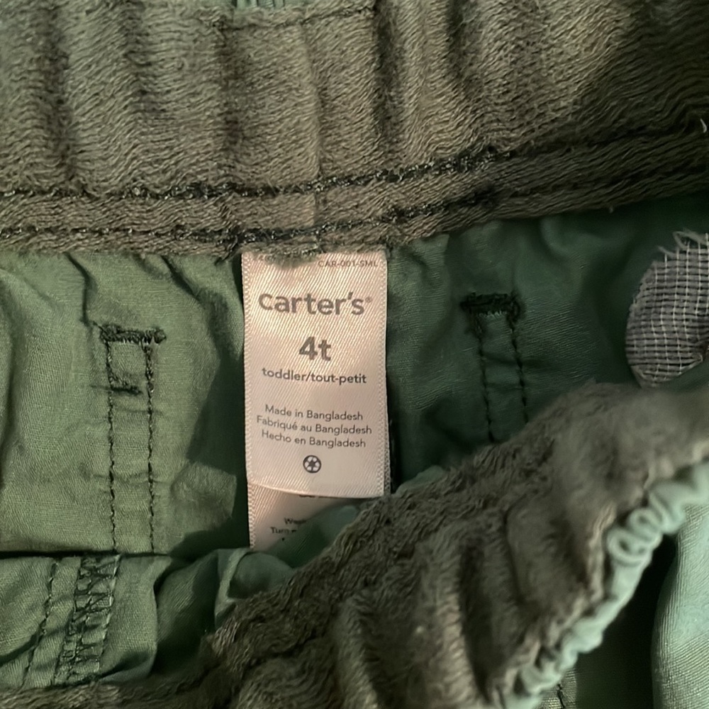Lot of 3. Carters boys 4t. Red sweater. Gray slacks. Green cargo pants. - Picture 3 of 9